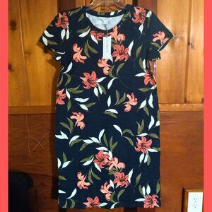 Liz Claiborne Navy Floral Dress with Pockets NWT